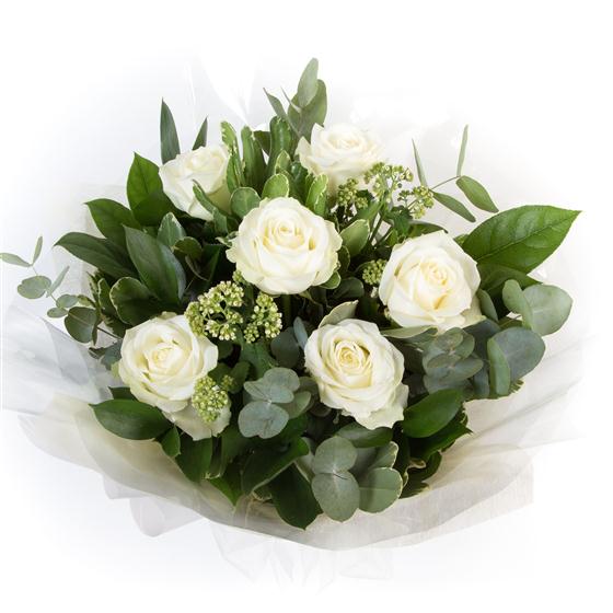 6 White Roses Design Six Long Stemmed White Roses The Flower Lady Florist Hayes